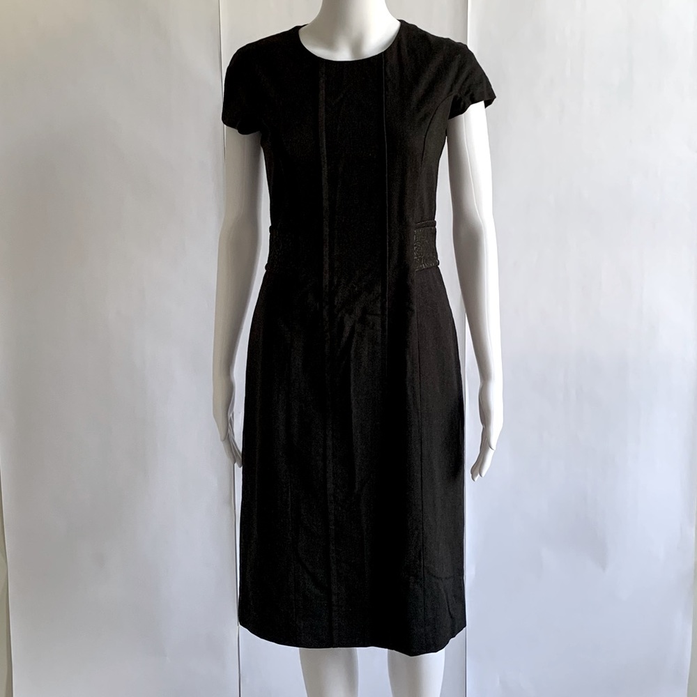 Etro Sheath Dress Lana Wool brocade trim waist